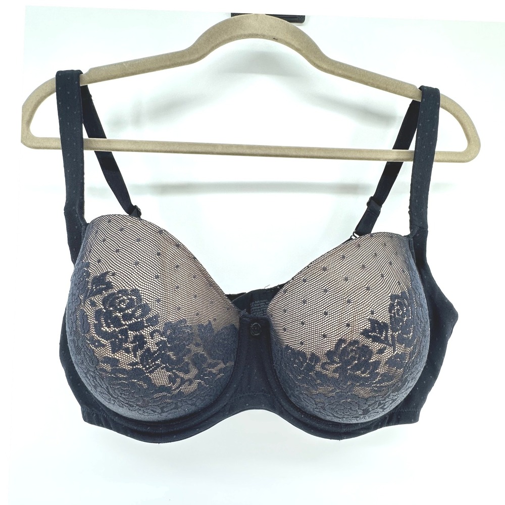 Soma Stunning Support Bra Womens 38DD Black Lace Full Coverage
